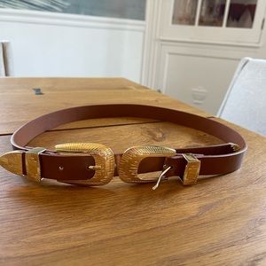 Western Style Belt with Gold Hardware NBW